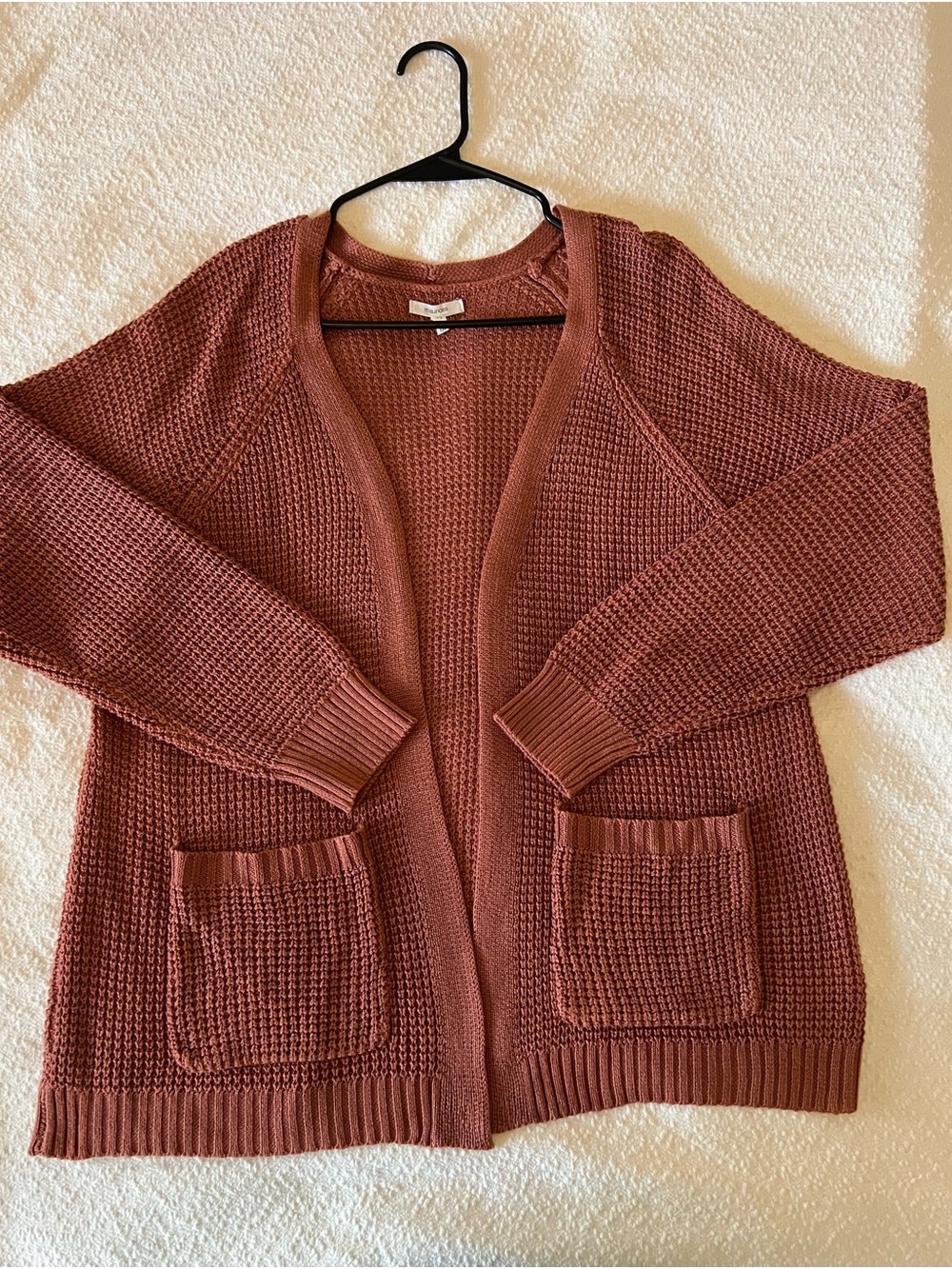 Maurices Open-Front Waffle Knit Cardigan - Rust